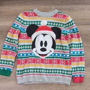 Disney Mickey Mouse Holiday Christmas Sweater - Red, Green, Yellow Sz 7/8
